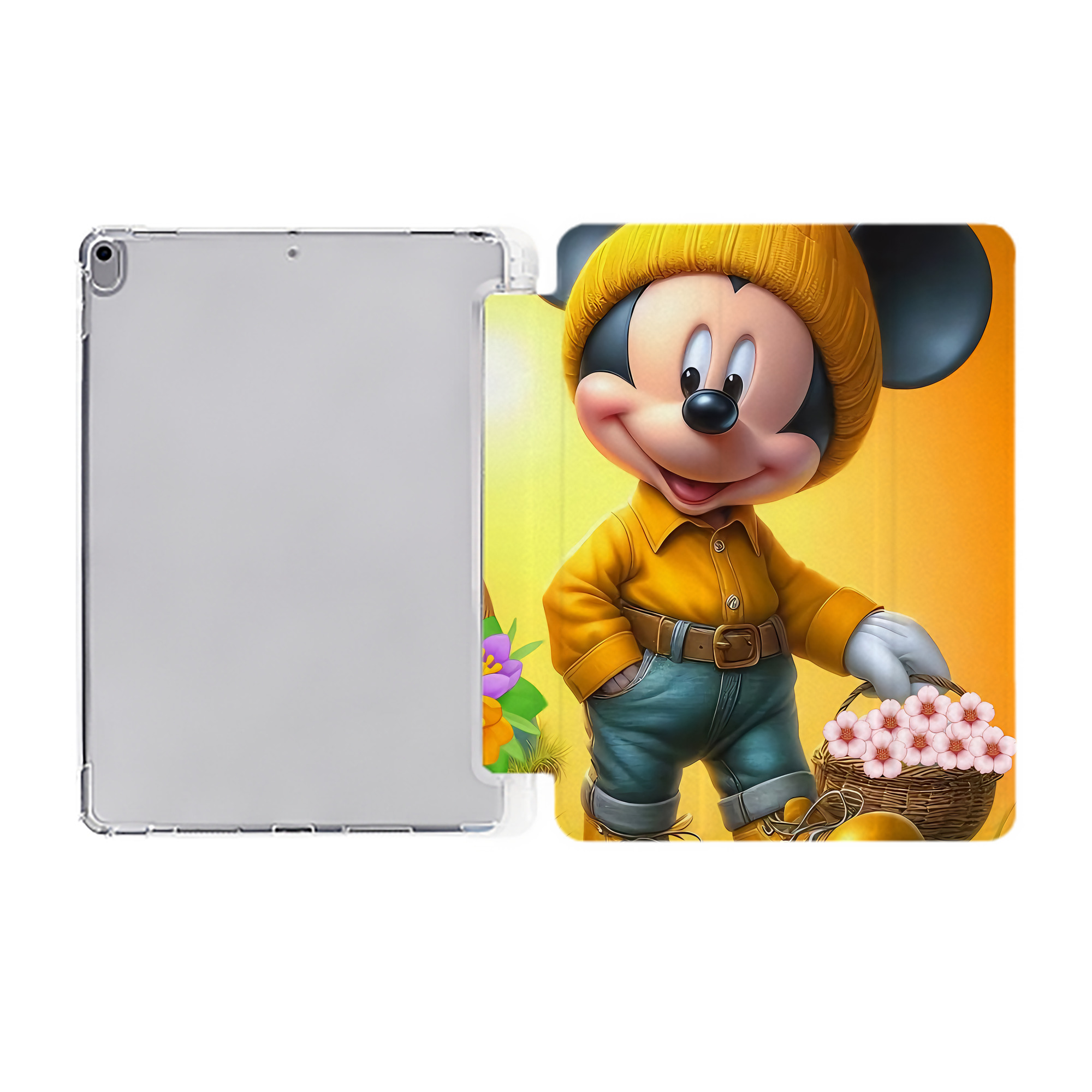 ミッキーマウス Mickey Mouse IPad ケース ペン収納付き 三つ折りスタンド PUレザー×シリコン 対応機種9.5/10.5/10.9インチ